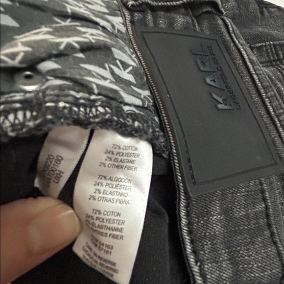 Karl Lagerfeld Charcoal Embellished Denim with patches and metal studding - Picture 8 of 8